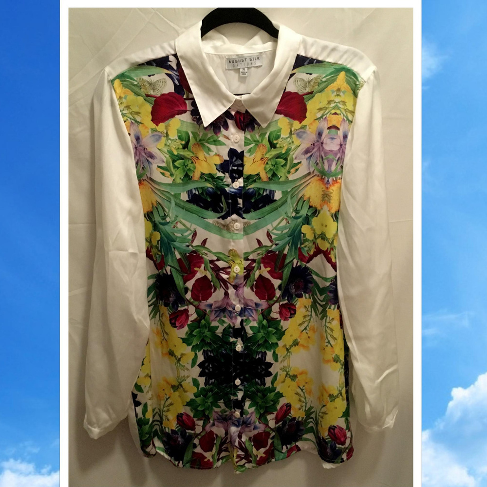 Size XL August Silk Options Floral Blouse Top